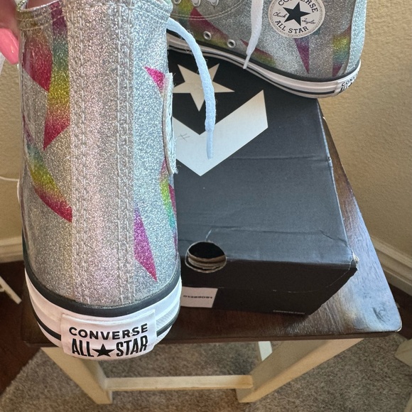 CTAS HI- Converse Girls High Tops, Silver, Aqua, White - Picture 9 of 15